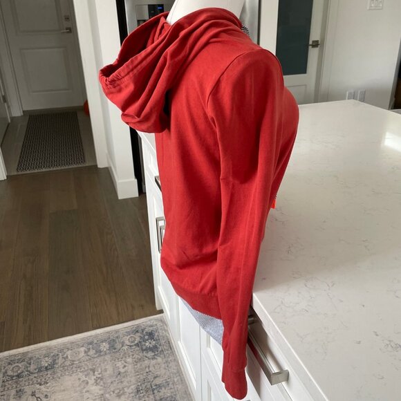 Sandwich Casual LS Cotton Hoodie w Striped Shirt Detail above Hem Rust Sz XS - Picture 8 of 11